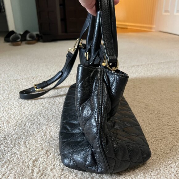 Vera Bradley Quilted Emma Satchel Bag, Black - Picture 6 of 10